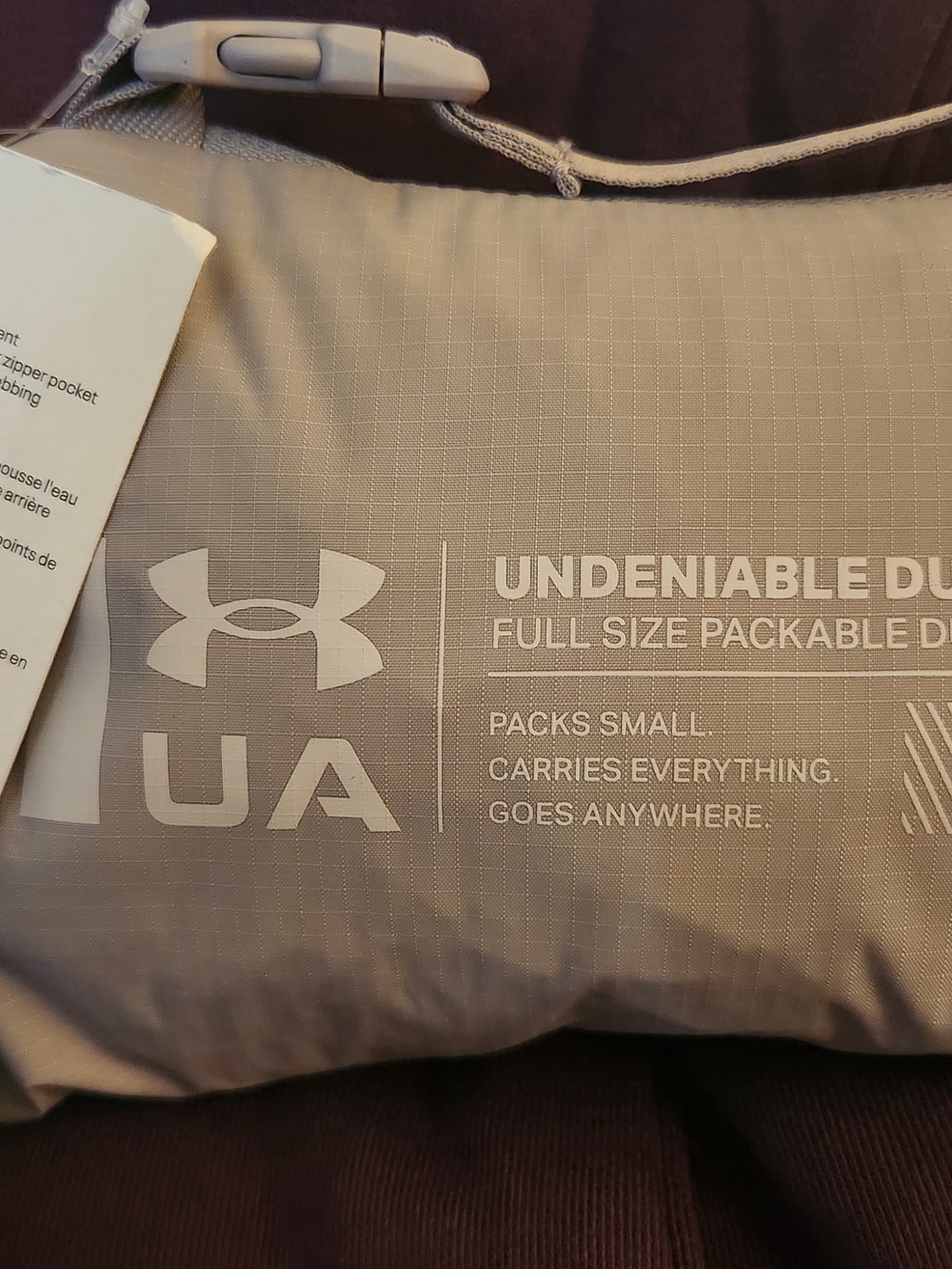 Under Armour Light Grayish/Blue Packable Duffel Travel Bag